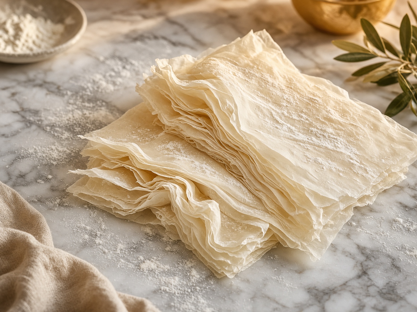Sheets of fillo dough