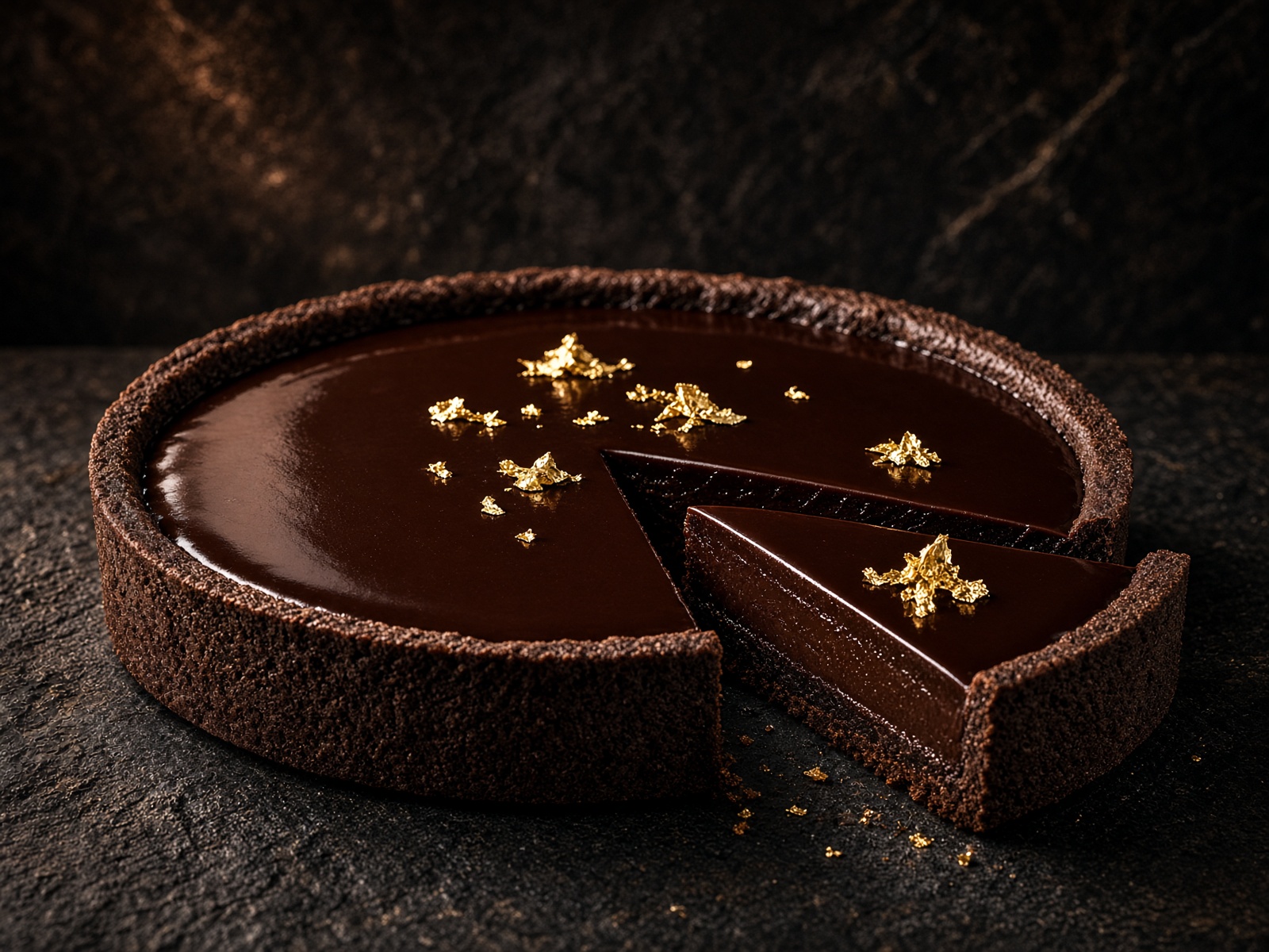 Dark chocolate ganache tart